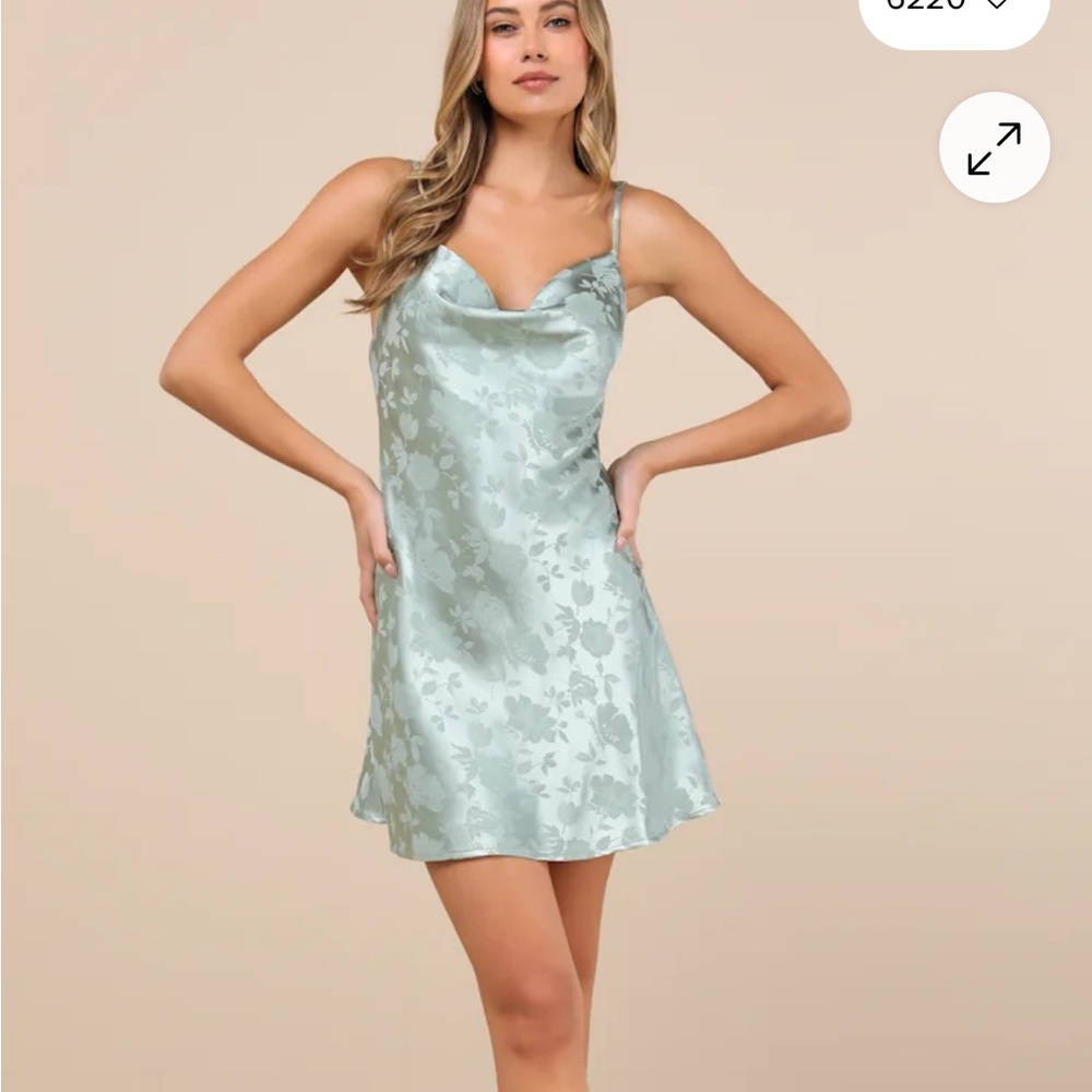 Satin Jacquard Cowl Slip Dress